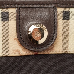 Pre Owned Burberry Beige/Brown Haymarket Check Coated Canvas and Leather Small Canterbury Tote