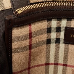 Pre Owned Burberry Beige/Brown Haymarket Check Coated Canvas and Leather Small Canterbury Tote
