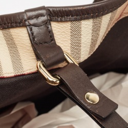 Pre Owned Burberry Beige/Brown Haymarket Check Coated Canvas and Leather Small Canterbury Tote