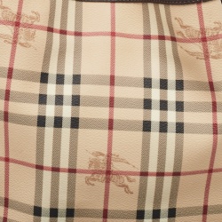 Pre Owned Burberry Beige/Brown Haymarket Check Coated Canvas and Leather Small Canterbury Tote