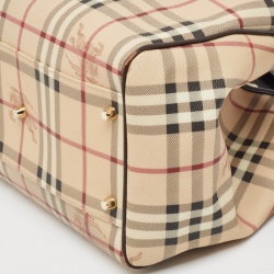 Pre Owned Burberry Beige/Brown Haymarket Check Coated Canvas and Leather Small Canterbury Tote