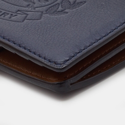 مملوكة مسبقًا Burberry Navy Blue Leather Logo Embossed Bifold Wallet