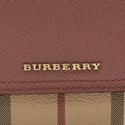 Burberry Pink/Beige House Check Coated Canvas and Leather Luna French Wallet