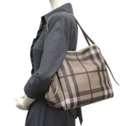 Pre Owned Burberry Beige Smoked Checked Hobo