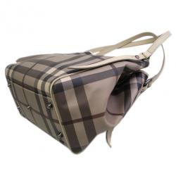 Pre Owned Burberry Beige Smoked Checked Hobo