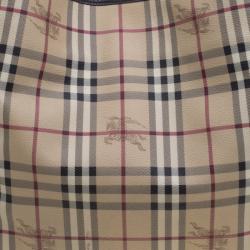 مملوكة مسبقًا حقيبة يد بربري PVC كاروهات هايماركت بنية داكنة