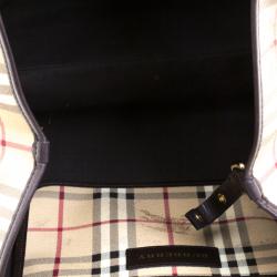 مملوكة مسبقًا حقيبة يد بربري PVC كاروهات هايماركت بنية داكنة