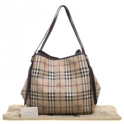 مملوكة مسبقًا حقيبة يد بربري PVC كاروهات هايماركت بنية داكنة