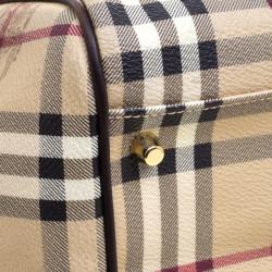 مملوكة مسبقًا حقيبة يد بربري PVC كاروهات هايماركت بنية داكنة