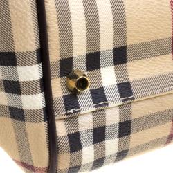 مملوكة مسبقًا حقيبة يد بربري PVC كاروهات هايماركت بنية داكنة