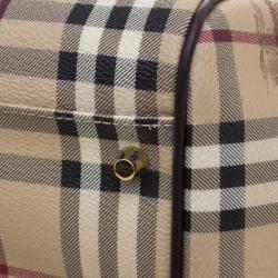 مملوكة مسبقًا حقيبة يد بربري PVC كاروهات هايماركت بنية داكنة