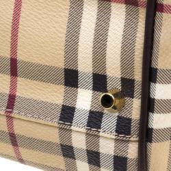 مملوكة مسبقًا حقيبة يد بربري PVC كاروهات هايماركت بنية داكنة