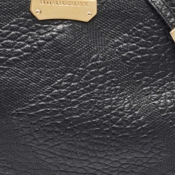 Pre Owned Burberry Black House Check Embossed Leather Peyton Crossbody Bag