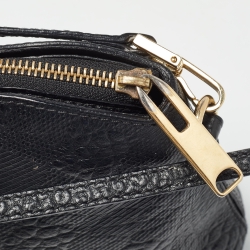 Pre Owned Burberry Black House Check Embossed Leather Peyton Crossbody Bag