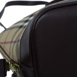 Pre Owned Burberry Beige Haymarket Leather Dome Satchel