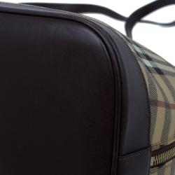 Pre Owned Burberry Beige Haymarket Leather Dome Satchel