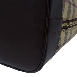 Pre Owned Burberry Beige Haymarket Leather Dome Satchel