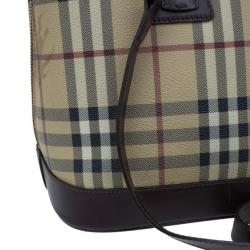 Pre Owned Burberry Beige Haymarket Leather Dome Satchel