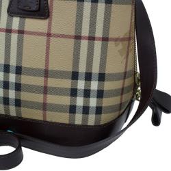 Pre Owned Burberry Beige Haymarket Leather Dome Satchel