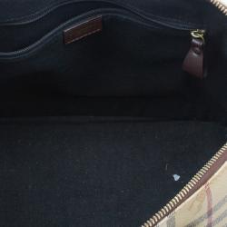 Pre Owned Burberry Beige Haymarket Leather Dome Satchel