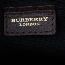 Pre Owned Burberry Beige Haymarket Leather Dome Satchel