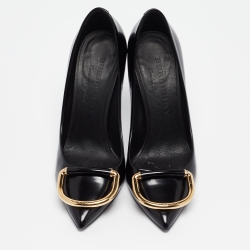 Pre Owned Burberry Black Leather Flanagan Pumps Size 35.5