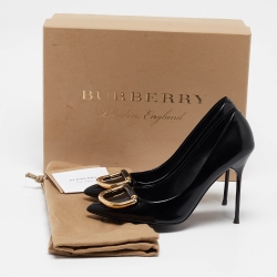 Pre Owned Burberry Black Leather Flanagan Pumps Size 35.5