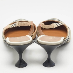Burberry Beige Vintage Check Fabric Leticia Slingback Pumps Size 40