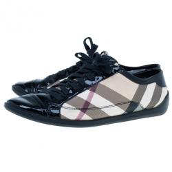 مملوكة مسبقًا Burberry Novacheck Canvas and Leather Sneakers Size 39