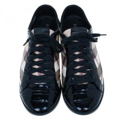 مملوكة مسبقًا Burberry Novacheck Canvas and Leather Sneakers Size 39