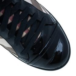 مملوكة مسبقًا Burberry Novacheck Canvas and Leather Sneakers Size 39