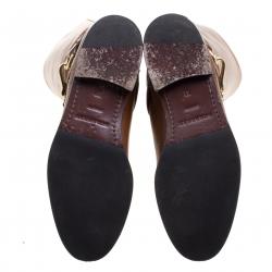 Pre Owned حذاء بوت بربري ريدر طول ساق جلد بني مقاس 37