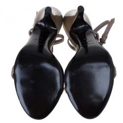 Pre Owned Burberry Brown Patent Leather Charm T Strap Sandals Size 38