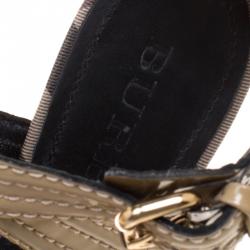 Burberry Beige Leather and Novacheck Canvas Walmer Criss Cross Espadrille Wedge Sandals Size 40