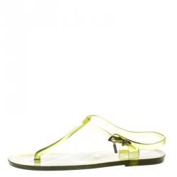 Pre Owned Burberry Green Jelly Thong Sandals Size 41