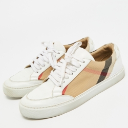 Pre Owned حذاء رياضي بربري نوفا تشيك كانفاس بيج برباط مقاس 37