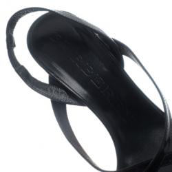 مملوكة مسبقًا Burberry Black Patent Check Espadrilles Wedge Sandals Size 38