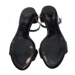 مملوكة مسبقًا Burberry Brown Leather Ankle Strap Open Toe Flat Sandals Size 38