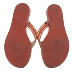 Pre Owned صندل بربري شيك كانفاس وجلد برتقالي مقاس 40