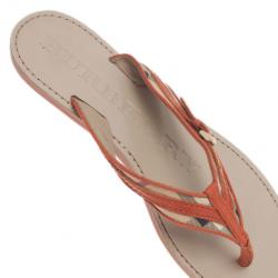 Pre Owned صندل بربري شيك كانفاس وجلد برتقالي مقاس 40