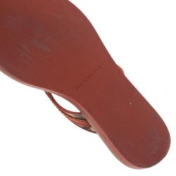 Pre Owned صندل بربري شيك كانفاس وجلد برتقالي مقاس 40