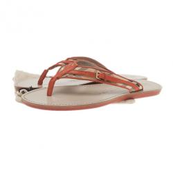 Pre Owned صندل بربري شيك كانفاس وجلد برتقالي مقاس 40