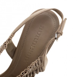 Pre Owned Burberry Taupe Leather Ruffle Slingback Sandals Size 39