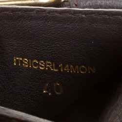 Pre Owned Burberry Dark Brown Leather Wooden Platform Peep Toe Slides Size 40