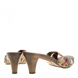 Burberry Brown Nova Check Fabric Slides Size 38