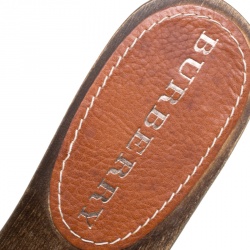Burberry Brown Nova Check Fabric Slides Size 38