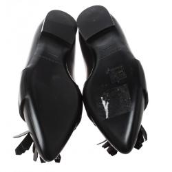 Pre Owned Burberry Black Leather Coledale Tassel Detail Pointed Toe Penny Loafers Size 37.5