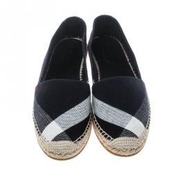 Pre Owned Burberry Black Checkered Canvas Hodgeson Flat Espadrilles Size 39