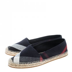 Pre Owned Burberry Black Checkered Canvas Hodgeson Flat Espadrilles Size 39