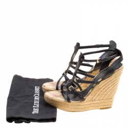 مملوكة مسبقًا صندل بربري نعل روكي إسبادريل جلد أسود مقاس 39